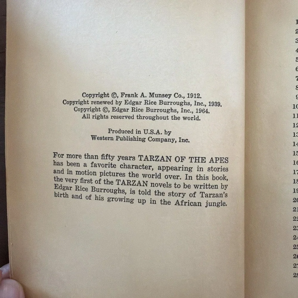 Edgar Rice Burroughs Tarzan Of The Apes Hardcover 1964 Vintage